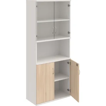 Policová skříň SZ 5 80 10 – Skříň policová dvéřová 192 × 80 cm - Akát , Bílá , USN – Hobis