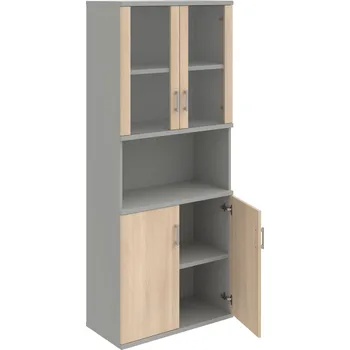 Policová skříň S 5 80 07 – Skříň policová dvéřová 192 × 80 cm - Akát , Šedá , USH – hranatá