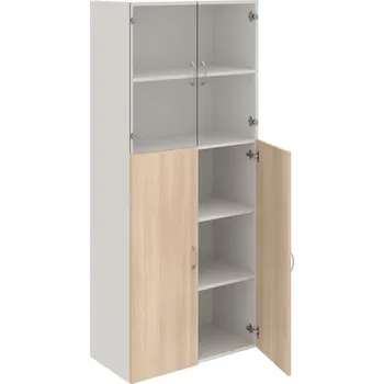 Policová skříň D 5 80 08 – Skříň policová dvéřová 185 × 80 cm - Akát , Bílá , USN – Hobis