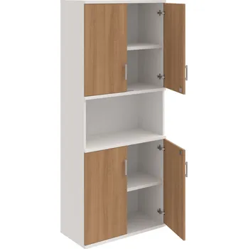 Policová skříň SZ 5 80 05 – Skříň policová dvéřová 192 × 80 cm - Višeň , Bílá , USH – hranatá