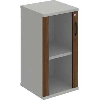 Policová skříň SZ 2 40 02 L – Skříň policová dvéřová 76,8 × 40 cm - Ořech , Šedá , UCO – černá