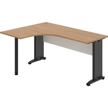 Psací stůl CE 60 P – Stůl ergo pravý 160 × 120 cm - Višeň , Bílá , Černý kov