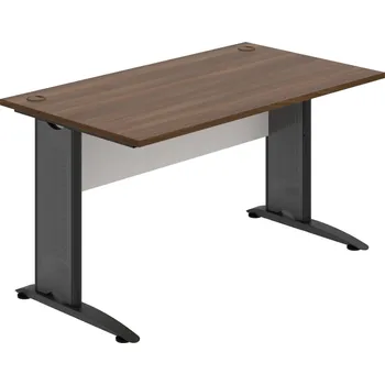 Psací stůl CS 1400 – Stůl pracovní rovný 140 cm - Ořech , Bílá , Černý kov