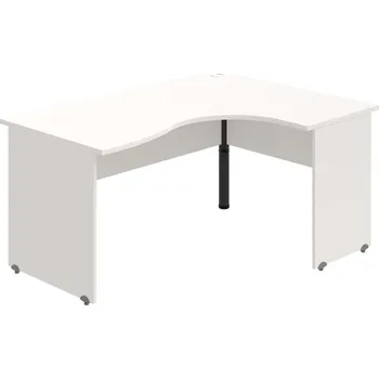 Psací stůl GE 2005 L – Stůl ergo levý 160 × 120 cm - Bílá , Bílá , Černý kov