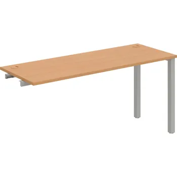 Psací stůl UE 1600 R – Stůl pracovní délky 160 cm, hl. 60 cm, k řetězení - Buk , Šedý kov