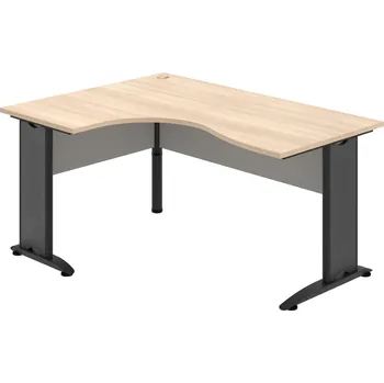 Psací stůl CE 2005 P – Stůl ergo pravý 160 × 120 cm - Akát , Šedá , Černý kov