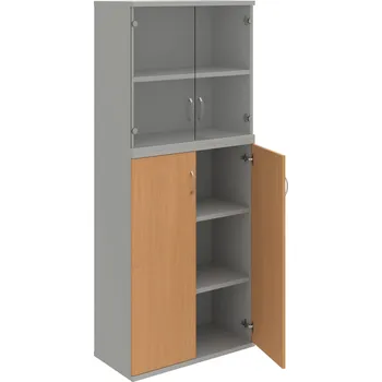 Policová skříň S 5 80 11 – Skříň policová dvéřová 192 × 80 cm - Buk , Šedá , USN – Hobis