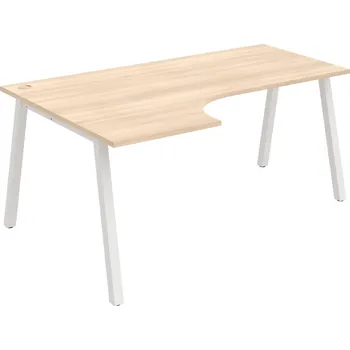 Psací stůl UE A 1800 60 P – Stůl ergo 180 × 120 cm, pravý - Akát , Bílý kov