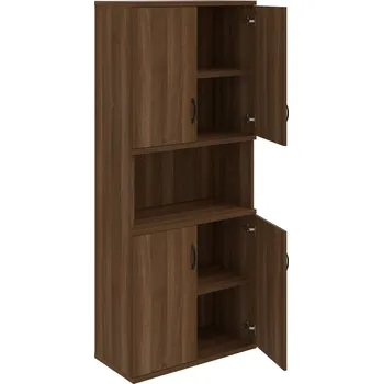 Policová skříň S 5 80 05 – Skříň policová dvéřová 192 × 80 cm - Ořech , Ořech , UCO – černá