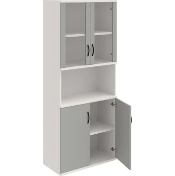 Policová skříň S 5 80 07 – Skříň policová dvéřová 192 × 80 cm - Šedá , Bílá , UCO – černá