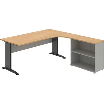 Psací stůl CE 1800 H L – Sestava levá 180 cm - Dub , Šedá , Černý kov