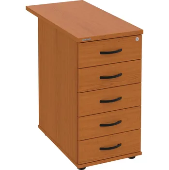 Zásuvkový kontejner K 35 C P 80 – Kontejner, 5 zásuvek, cent. zamykání, léta podél, hl. 80 cm - Třešeň , Třešeň , UCO – černá