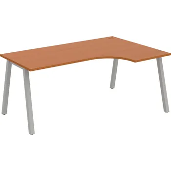 Psací stůl UE A 1800 60 L – Stůl ergo 180 × 120 cm, levý - Třešeň , Šedý kov