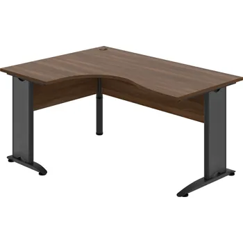 Psací stůl CE 2005 P – Stůl ergo pravý 160 × 120 cm - Ořech , Ořech , Černý kov