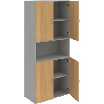 Policová skříň D 5 80 05 – Skříň policová dvéřová 185 × 80 cm - Dub , Šedá , USN – Hobis