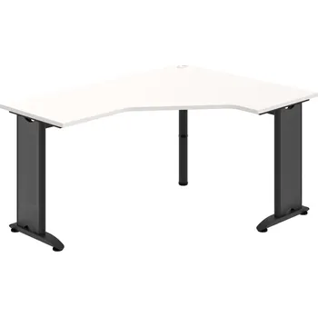 Psací stůl FEV 60 L – Stůl ergo levý 160 × 120 cm - Bílá , Černý kov