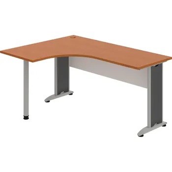 Psací stůl CE 60 P – Stůl ergo pravý 160 × 120 cm - Třešeň , Bílá , Šedý kov