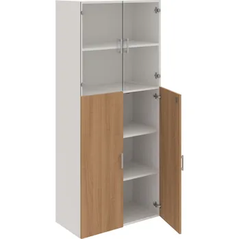 Policová skříň DZ 5 80 08 – Skříň policová dvéřová 185 × 80 cm - Višeň , Bílá , USH – hranatá