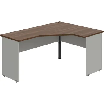 Psací stůl GEV 60 L – Stůl ergo levý 160 × 120 cm - Ořech , Šedá , Černý kov