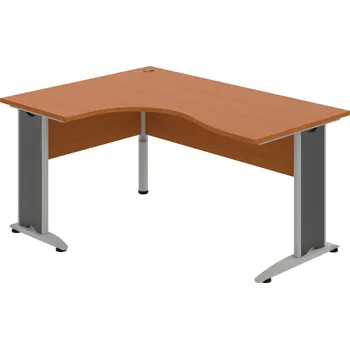 Psací stůl CE 2005 P – Stůl ergo pravý 160 × 120 cm - Třešeň , Třešeň , Šedý kov