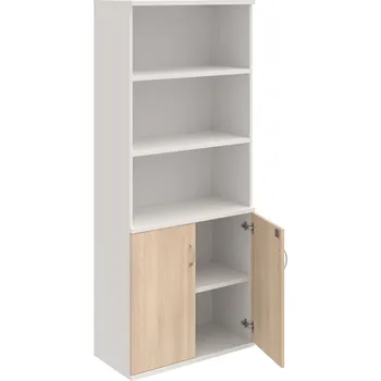 Policová skříň SZ 5 80 03 – Skříň policová dvéřová 192 × 80 cm - Akát , Bílá , USN – Hobis