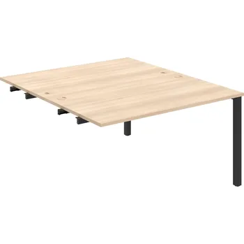 Psací stůl USD 1400 R – Stůl pracovní 140 × 160 cm, k řetězení - Akát , Černý kov