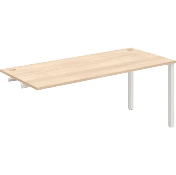 Psací stůl US 1800 R – Stůl pracovní délky 180 cm, k řetězení - Akát , Bílý kov