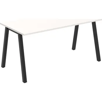 Psací stůl UJ A 1600 – Stůl jednací rovný délky 160 cm - Bílá , Černý kov