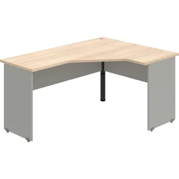Psací stůl GEV 60 L – Stůl ergo levý 160 × 120 cm - Akát , Šedá , Černý kov
