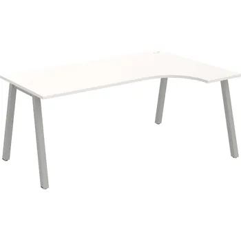 Psací stůl UE A 1800 L – Stůl ergo 180 × 120 cm, levý - Bílá , Šedý kov
