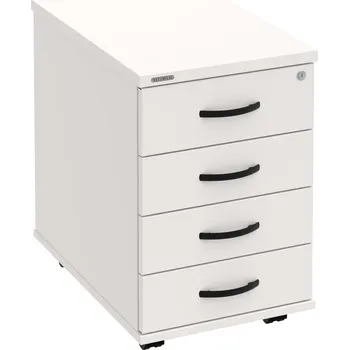 Zásuvkový kontejner K 34 C P – Kontejner, 4 zásuvky, cent. zamykání, léta podél, hl. 60 cm - Bílá , Bílá , UCO – černá