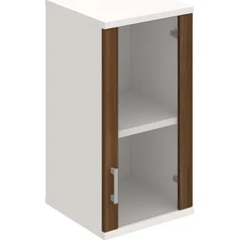 Policová skříň S 2 40 02 P H – Skříň policová dvéřová 76,8 × 40 cm - Ořech , Bílá , USH – hranatá