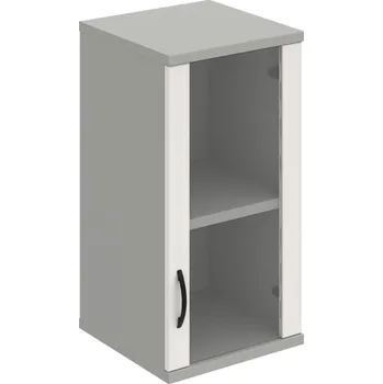 Policová skříň S 2 40 02 P H – Skříň policová dvéřová 76,8 × 40 cm - Bílá , Šedá , UCO – černá