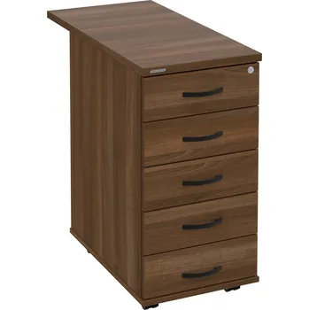 Zásuvkový kontejner K 35 C N 80 – Kontejner, 5 zásuvek, cent. zamykání, léta napříč, hl. 80 cm - Ořech , Ořech , UCO – černá