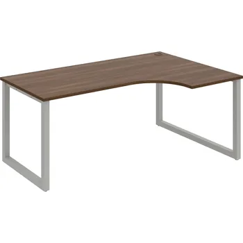 Psací stůl UE O 1800 60 L – Stůl ergo 180 × 120 cm, levý - Ořech , Šedý kov
