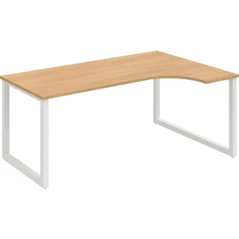 Psací stůl UE O 1800 L – Stůl ergo 180 × 120 cm, levý - Dub , Bílý kov