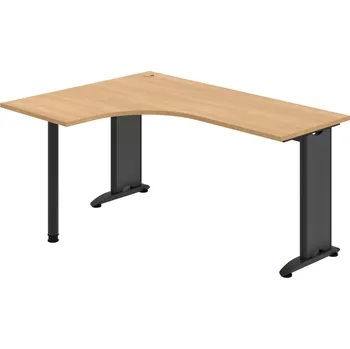 Psací stůl FE 60 P – Stůl ergo pravý 160 × 120 cm - Dub , Černý kov