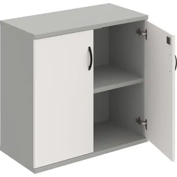 Policová skříň SZ 2 80 01 – Skříň policová dvéřová 76,8 × 80 cm - Bílá , Šedá , UCO – černá