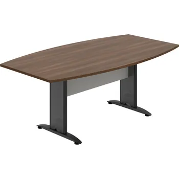 Jednací stůl CJ 200 – Stůl jednací sud 200 cm - Ořech , Šedá , Černý kov