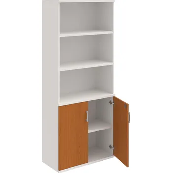 Policová skříň SZ 5 80 03 – Skříň policová dvéřová 192 × 80 cm - Třešeň , Bílá , USH – hranatá