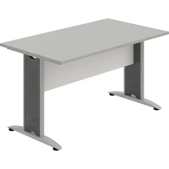 Jednací stůl CJ 1400 – Stůl jednací rovný 140 cm - Šedá , Bílá , Šedý kov
