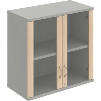 Policová skříň SZ 2 80 02 H – Skříň policová dvéřová 76,8 × 80 cm - Akát , Šedá , USN – Hobis