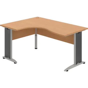 Psací stůl CE 2005 P – Stůl ergo pravý 160 × 120 cm - Buk , Buk , Šedý kov