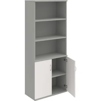 Policová skříň S 5 80 03 – Skříň policová dvéřová 192 × 80 cm - Bílá , Šedá , USN – Hobis