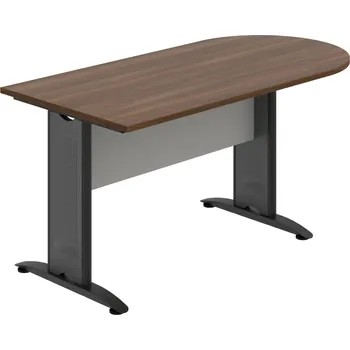 Jednací stůl CP 1600 1 – Stůl jednací oblouk 160 cm - Ořech , Šedá , Černý kov