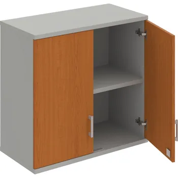 Policová skříň SZ 2 80 01 H – Skříň policová dvéřová 76,8 × 80 cm - Třešeň , Šedá , USH – hranatá