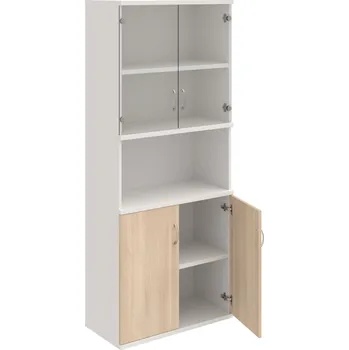 Policová skříň S 5 80 10 – Skříň policová dvéřová 192 × 80 cm - Akát , Bílá , USN – Hobis