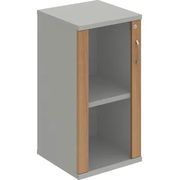 Policová skříň SZ 2 40 02 L – Skříň policová dvéřová 76,8 × 40 cm - Višeň , Šedá , USN – Hobis