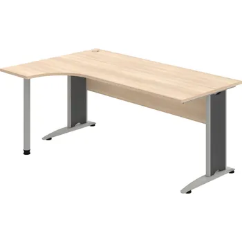 Psací stůl CE 1800 P – Stůl ergo pravý 180 × 120 cm - Akát , Akát , Šedý kov