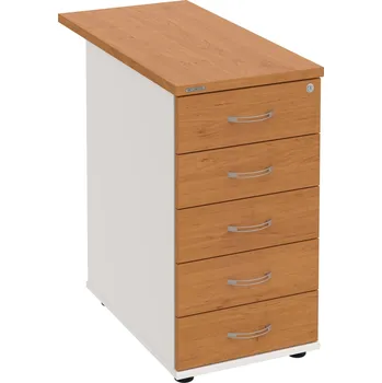 Zásuvkový kontejner K 35 C P 80 – Kontejner, 5 zásuvek, cent. zamykání, léta podél, hl. 80 cm - Olše , Bílá , USN – Hobis